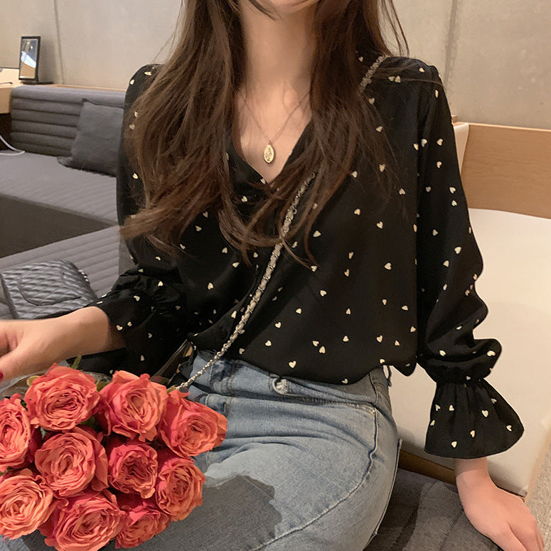 Retro Hong Kong Style Personalized Western Style Blouse