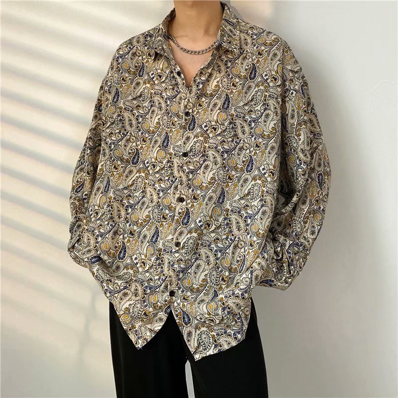 Hong Kong Style Vintage Floral Shirt Men