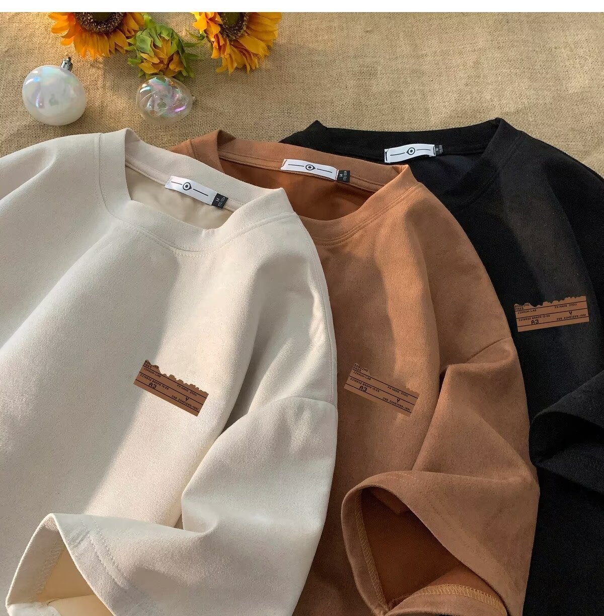 Retro Men's Suede Loose Half Sleeve T-shirt Teenagers Pop Top