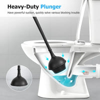 2 In 1 Toilet Plunger And Brush Set, Extended Handle Plunger, Toilet Brush Plunger Set, Bathroom Cleaning Tools, Toilet Brush Plunger Combination, Cleaning Brush, Bathroom Cleaning Supplies (black)