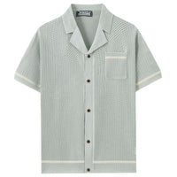 Mens Summer Casual Hollow-Out Knit Top