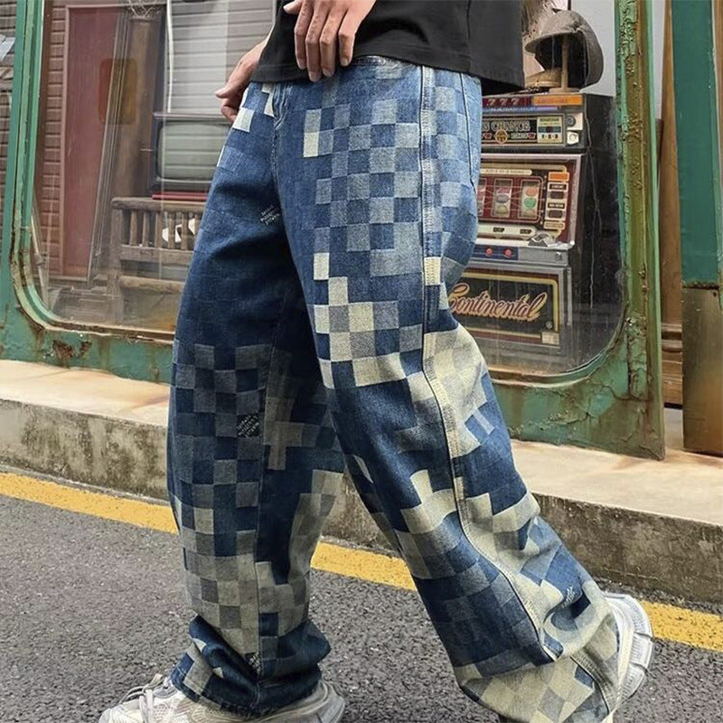 Mosaic Jeans American Style Loose Men