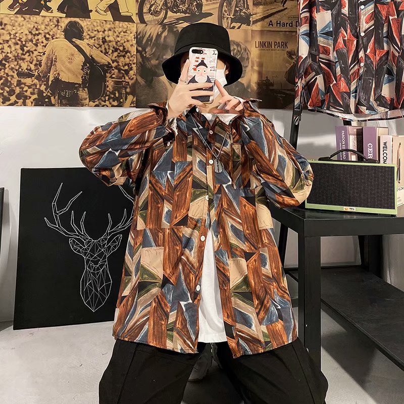 Hong Kong Style Vintage Floral Shirt Men