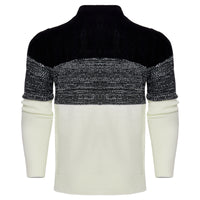 Men's Casual Color Block Long Sleeve Cable Knit Pullover Sweater