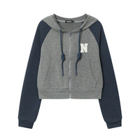 American-style BM-style Short Zipper Contrast Color Sweatshirt Coat