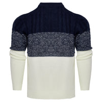 Men's Casual Color Block Long Sleeve Cable Knit Pullover Sweater