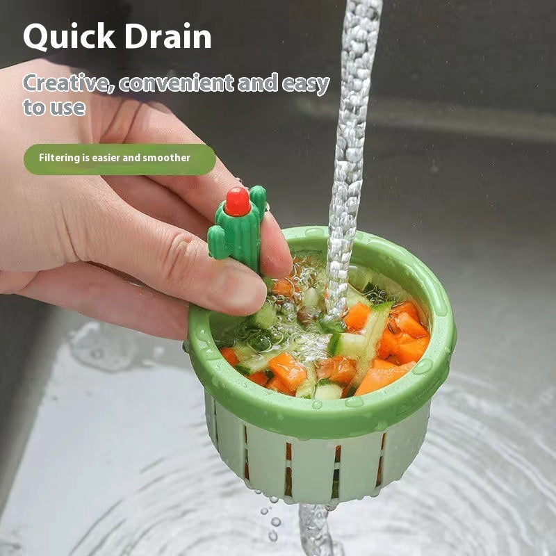 Cactus Sink Drain Strainer Press Automatic Dumping Basket Multi-functional Use Filter Net For Tub Kitchen Waste Collector Kitchen Gadgets