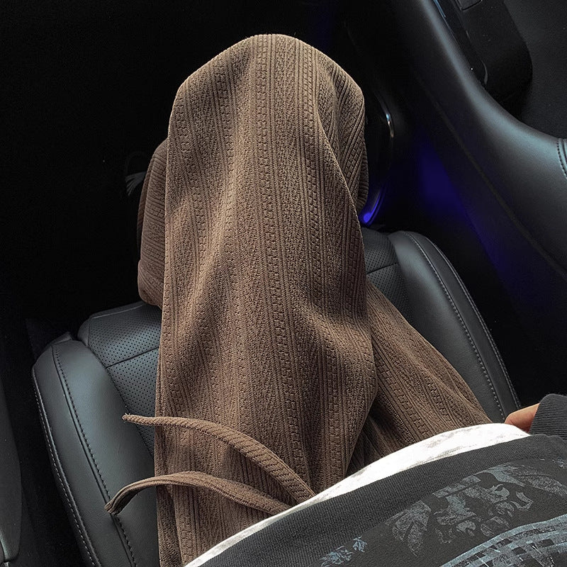 Wheat Pattern Men's Heavy Casual Pants Retro Drape Wide Leg