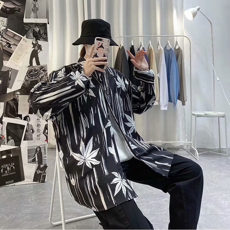 Hong Kong Style Vintage Floral Shirt Men