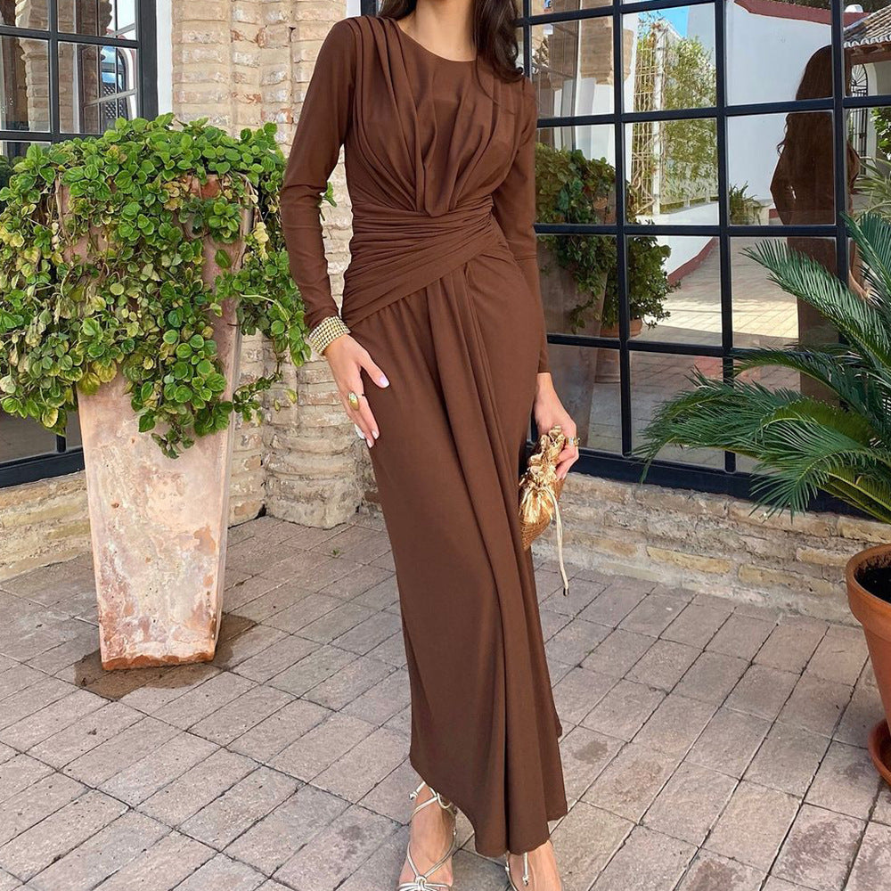 Clothing Long Elegant Pleated Dress
