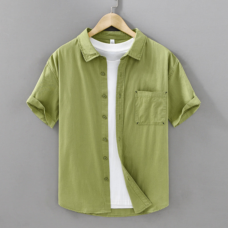Summer Men's Casual Short-sleeved Cotton Shirt