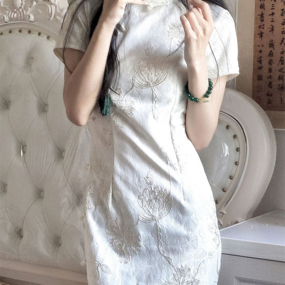 New Chinese Style National Style Retro White Improved Cheongsam