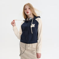 American-style BM-style Short Zipper Contrast Color Sweatshirt Coat