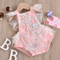 Female Child's Clothing Mesh Lace One-piece