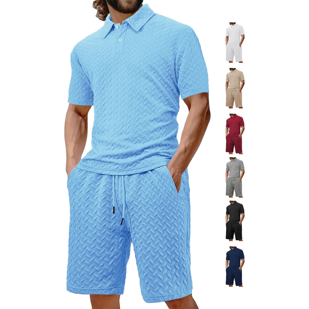 Summer Lapels Casual Short Sleeve Men's Shirt Suit