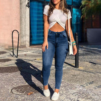 Multi-pocket High-stretch Mid-rise Zipper-hem Skinny Pencil Pants, Urban Style Women's Jeans And Clothing Cargo Jeans Amazon Don't Sell