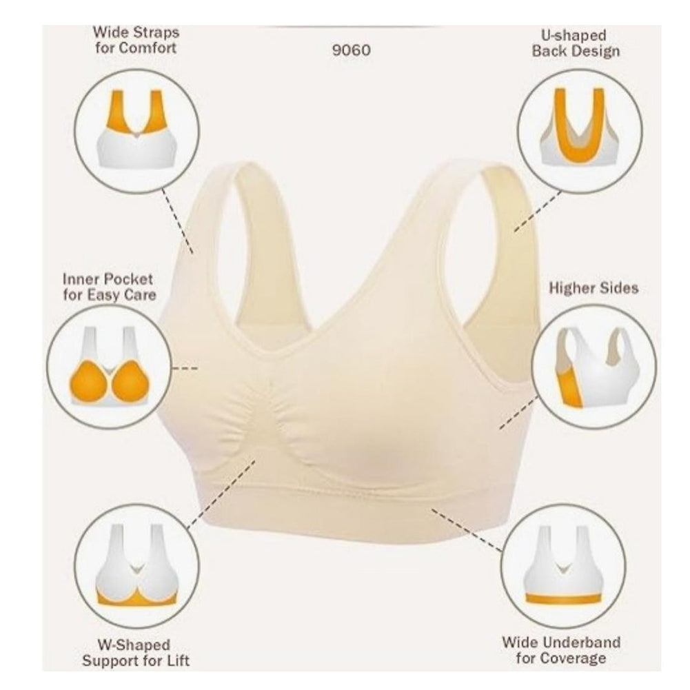 3-Pack Sports Bras For Women, Padded Strappy Racerback Push Up Open Back Medium Support Sports Yoga