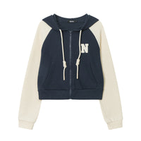 American-style BM-style Short Zipper Contrast Color Sweatshirt Coat