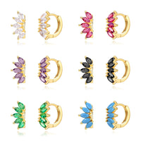Ins Style Color Zircon All-match Earrings Symmetrical Horse Eye Stone