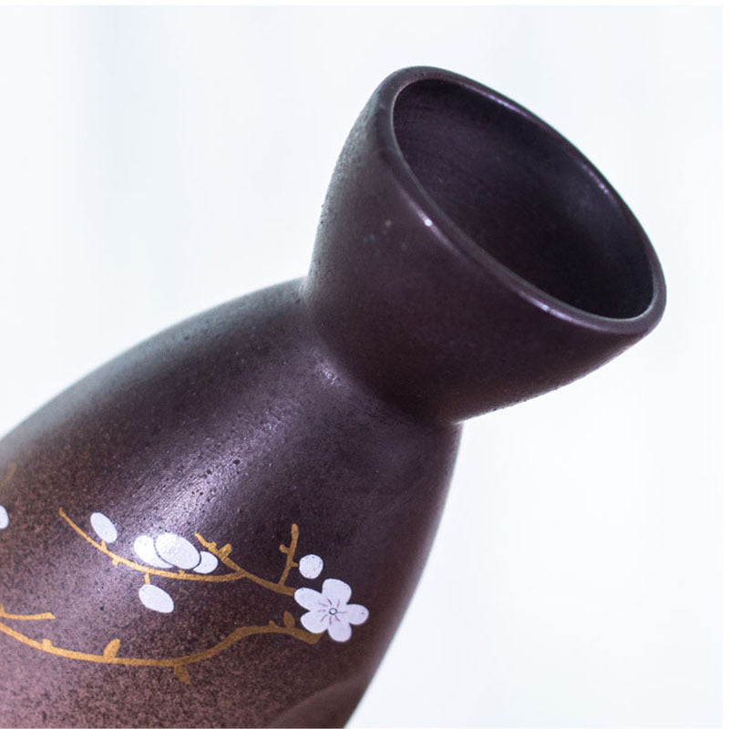 Vintage Ceramic Sake Pot Cup Set Japanese Cherry Blossom Hip Flasks White Wine Spirits Liquor Cup Home Kitchen Flagon Drinkware
