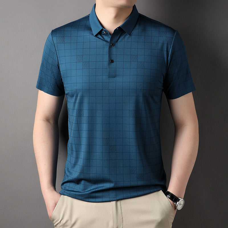 Men's Mercerized Cotton Fashion T-shirt Clothing For Middle-aged Dad Ice Silk Men's Clothing