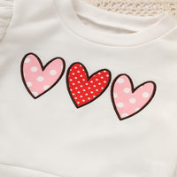 Toddler Girl's Heart Print 2-Piece Set, Crewneck Long Sleeve Ruffle Top & Flare Leg Pants