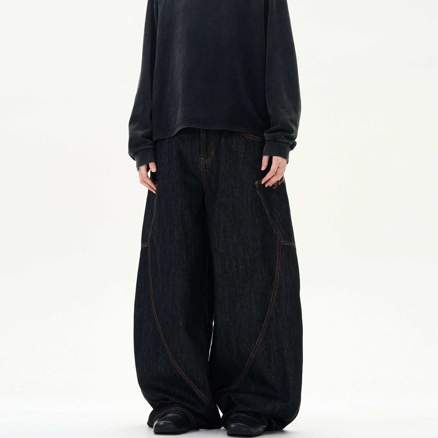 Retro Street Design Sense Silhouette Curved Knife Jeans