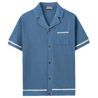 Mens Summer Casual Hollow-Out Knit Top