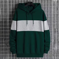Mens Patchwork Color-Block Hoodie Single-Face Style