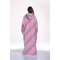 Oversized Wearable Hooded Blanket With Print Glow In The Dark Long Size-59in Sherpa Warm Sweatshirt For Women