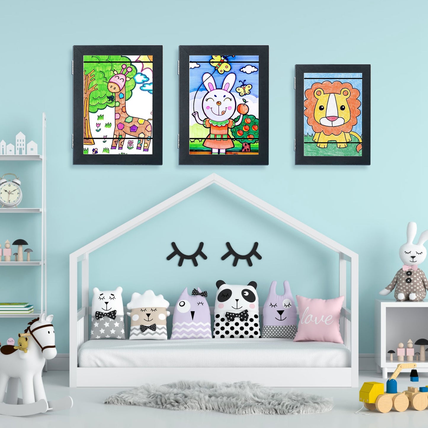 Kids Art Frame Front Opening Wooden Frame Artwork Display Storage Frame A4 Picture Frame Wall Display For Photo Art Projects Picture Children Drawing