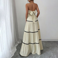 Women's Summer 2-Piece Set, Strapless Tube Top & Flared Ruffle Skirt