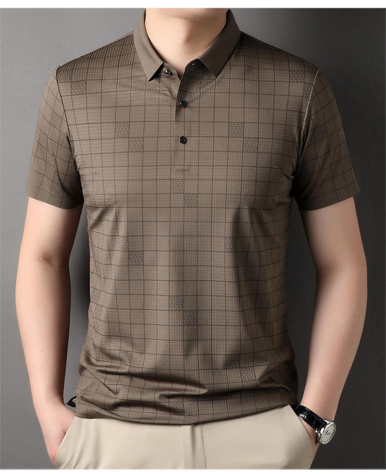 Men's Mercerized Cotton Fashion T-shirt Clothing For Middle-aged Dad Ice Silk Men's Clothing